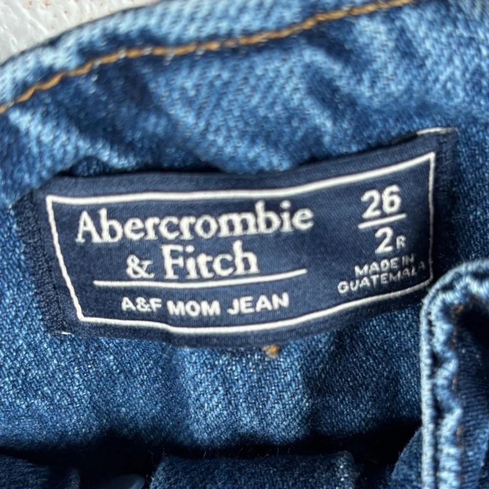 Abercrombie & Fitch Mom Jean Womens 26/2R‎ Blue Paperbag Waist Belted Straight